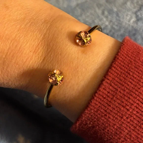 TRADED Kate Spade Lady Marmalade Goldtone Cuff Bracelet Pink Crystal Accents - Picture 3 of 5